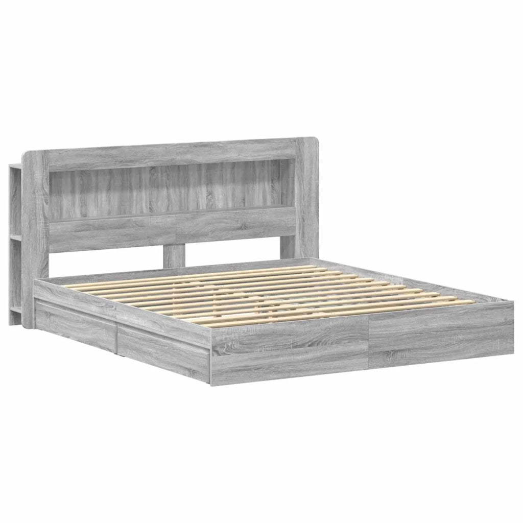 Telaio del letto con storage Sonoma grigio 200 x 200 cm 3433692