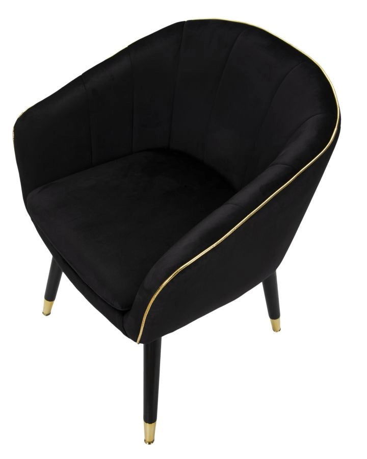 Poltrona elegante, tessuto nero, gambe legno nero 62x58x78cm Paris Gold