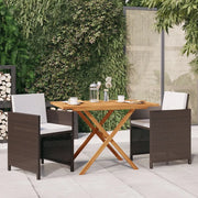 Set da Pranzo per Giardino 3 pz con Cuscini Marrone 3094299