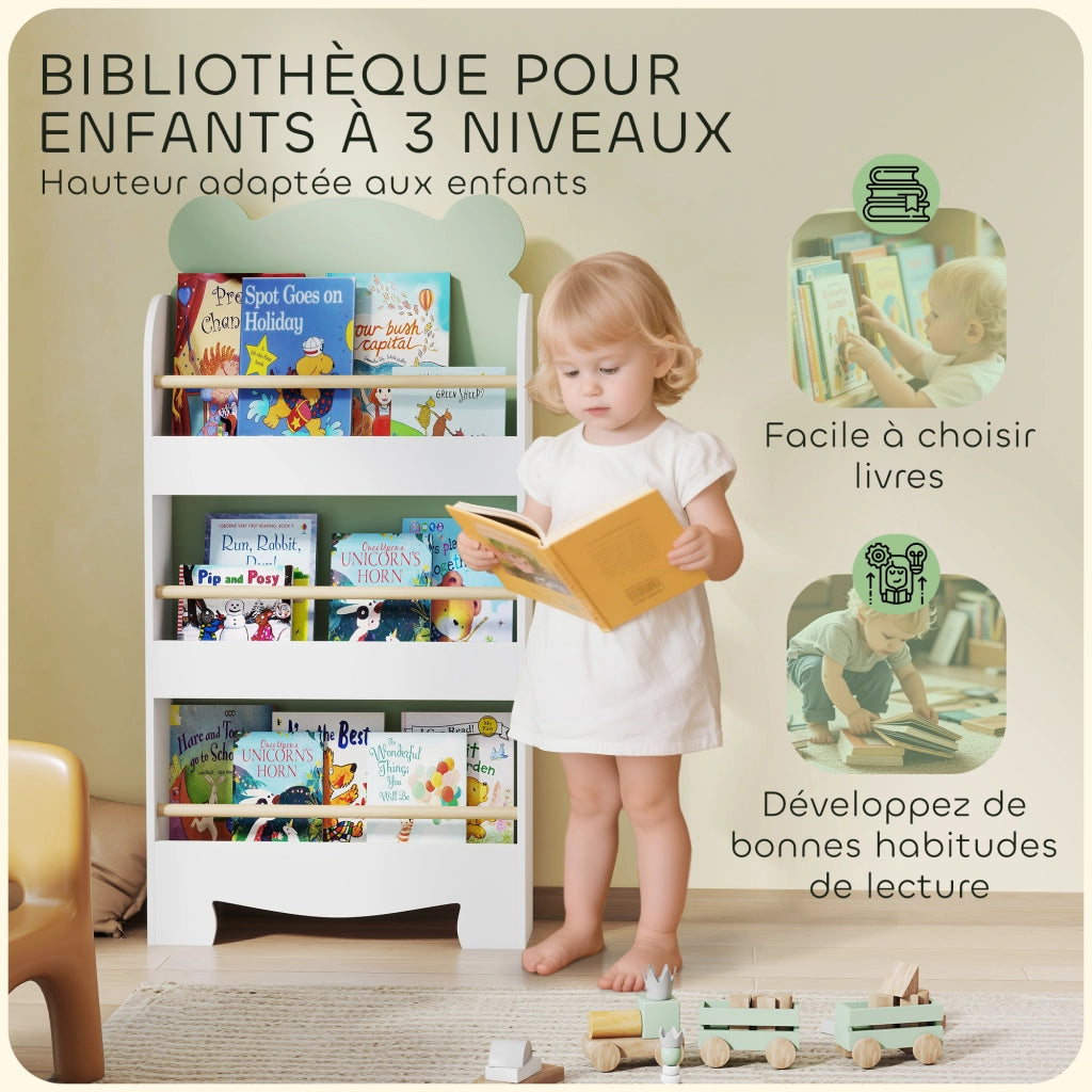 Libreria bambini 3 ripiani legno verde ¨C Xylo ¨C Stoccaggio libri cameretta