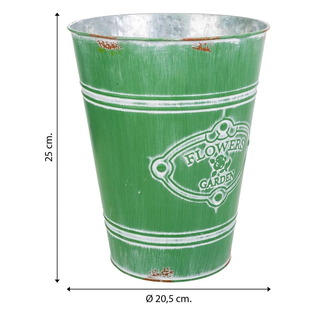Vaso in metallo verde d20,5x25h b:13