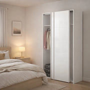Guardaroba 2 ante Adria, Mobile camera da letto, Cabina armadio portabiti, Armadio appendiabiti, 122x62 h220 cm, Bianco lucido