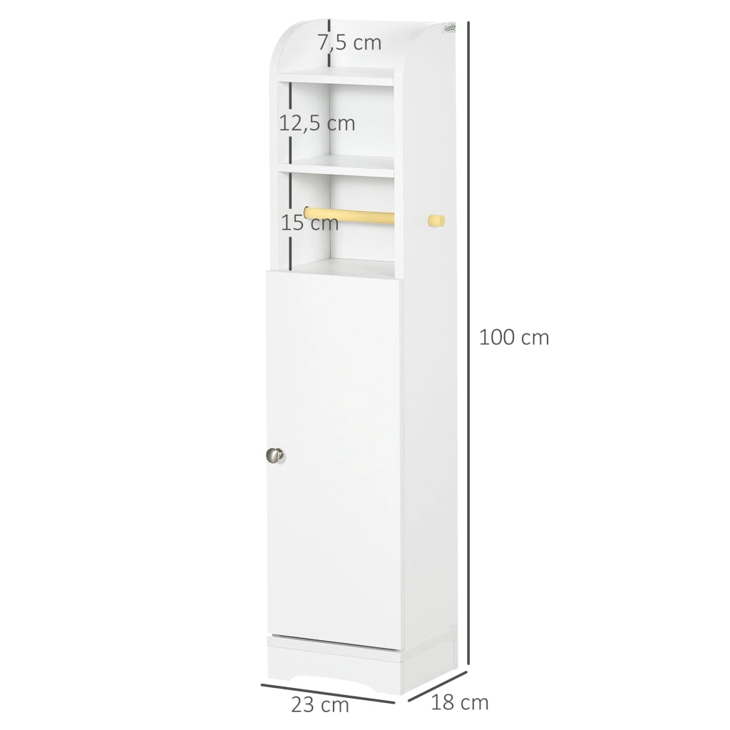 Mobiletto Bagno con 2 Ripiani e Anta ¨C Minimal ¨C Bianco 23x18x100 cm