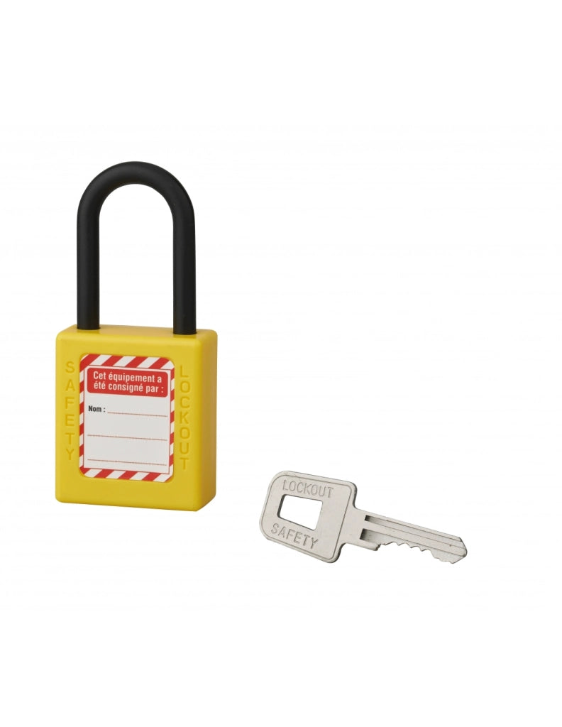 Lucchetto con arco in nylon Ø 6 x 38 mm, giallo – THIRARD