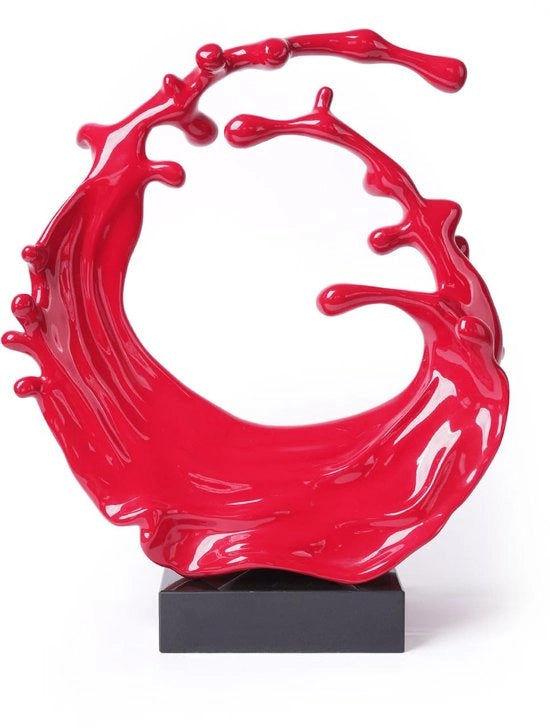 Scultura Moderna da Regalo Arte Astratta Decorazione Oceano Golf Figura in Poliressina Rosso 42cm