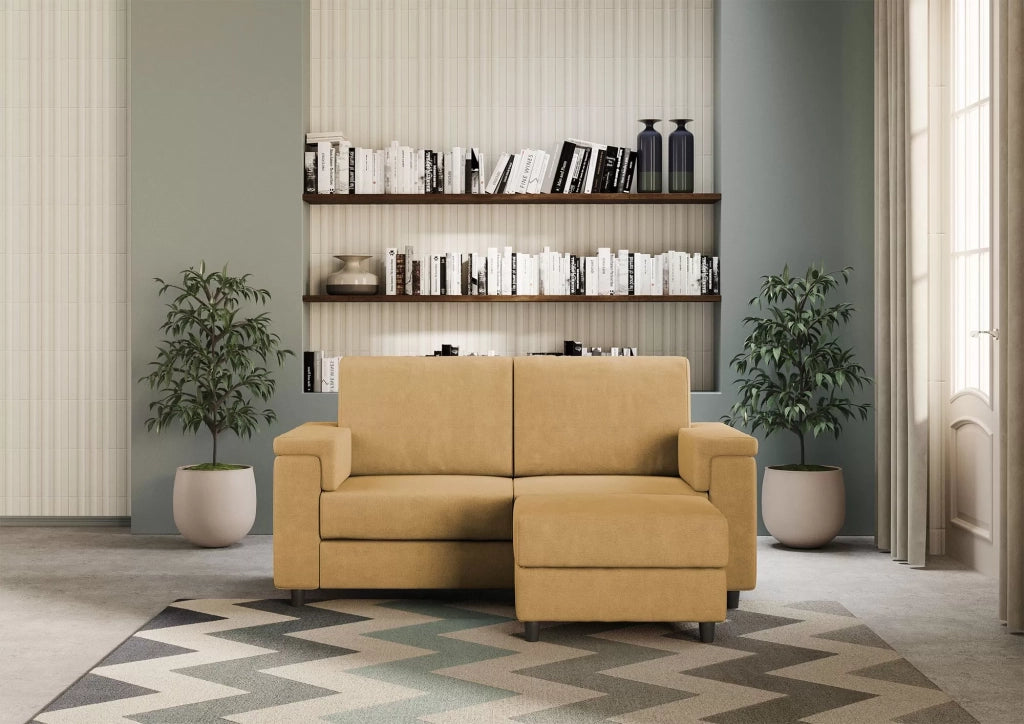 Divano marrak 2 posti medio  (due sedute da 70cm) + pouf misure esterne l.168 p.145 | ocra - Mobili 2G