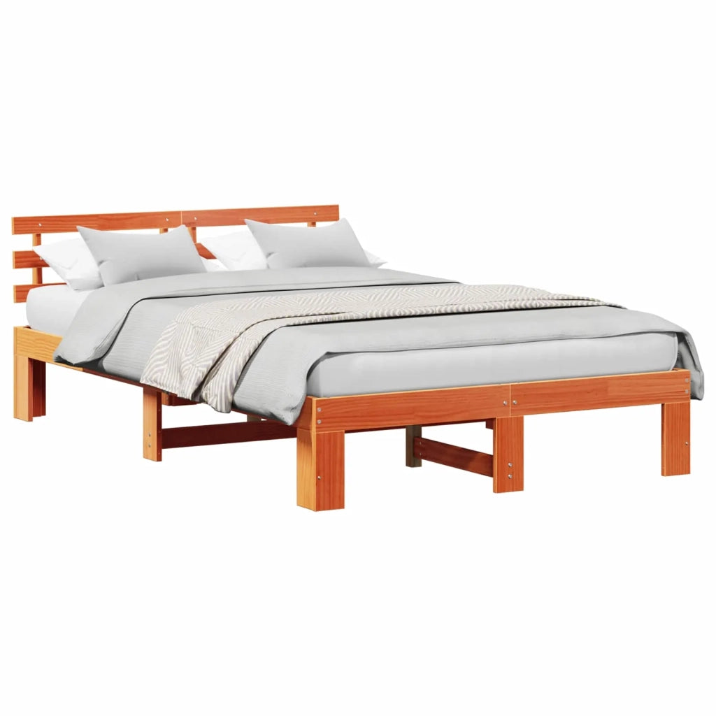 Struttura del letto-Giroletto Marrone cerato 140 x 190 cm Pino massello 658290