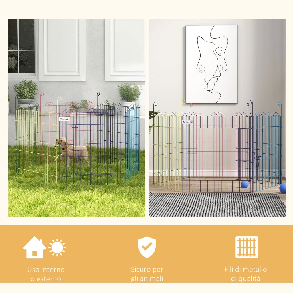 Cancellino per Cani 6 Pannelli ¨C Minimal ¨C Multicolore 120x60 cm