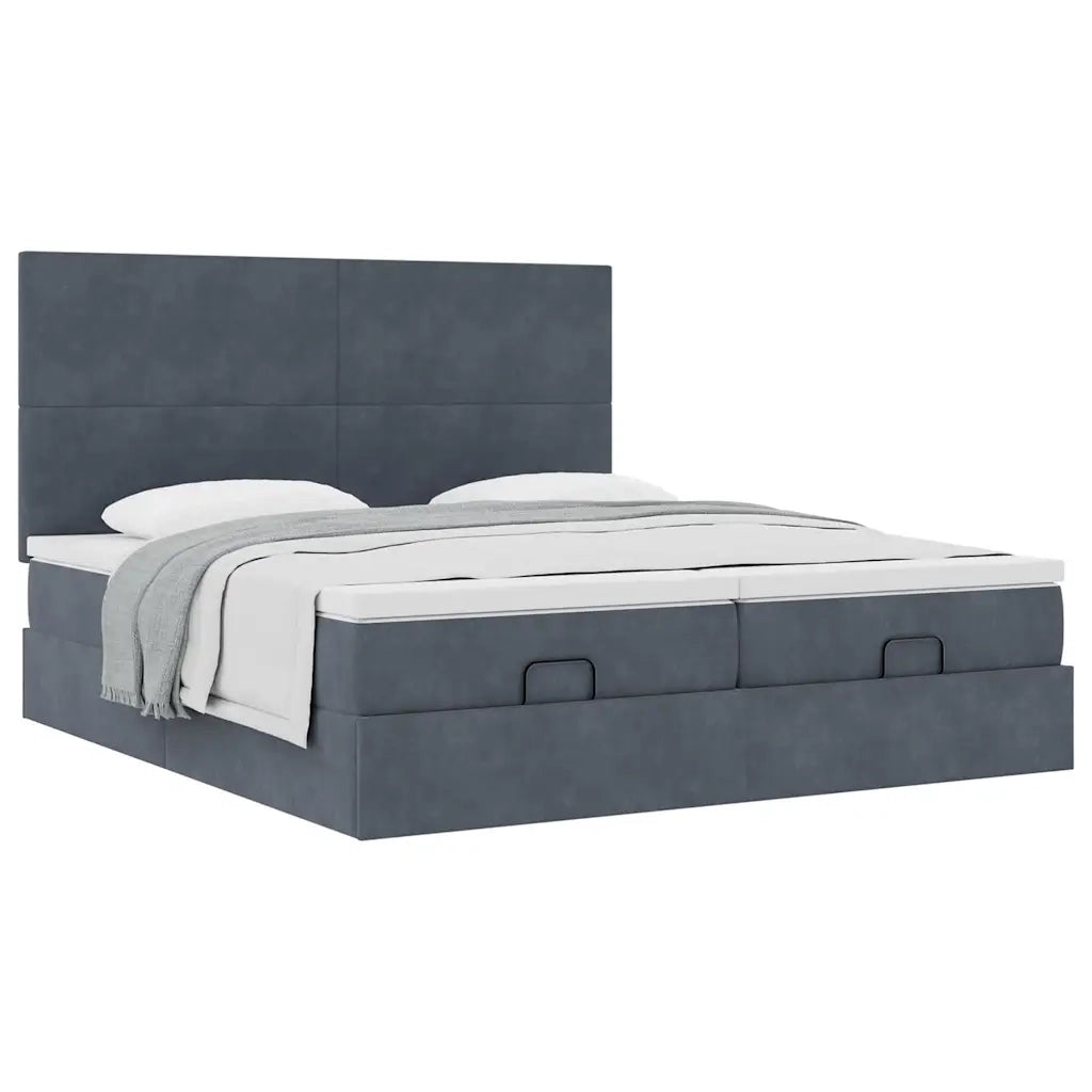 Struttura Letto Pouf con Materassi 200x200 cm Velluto 3313761