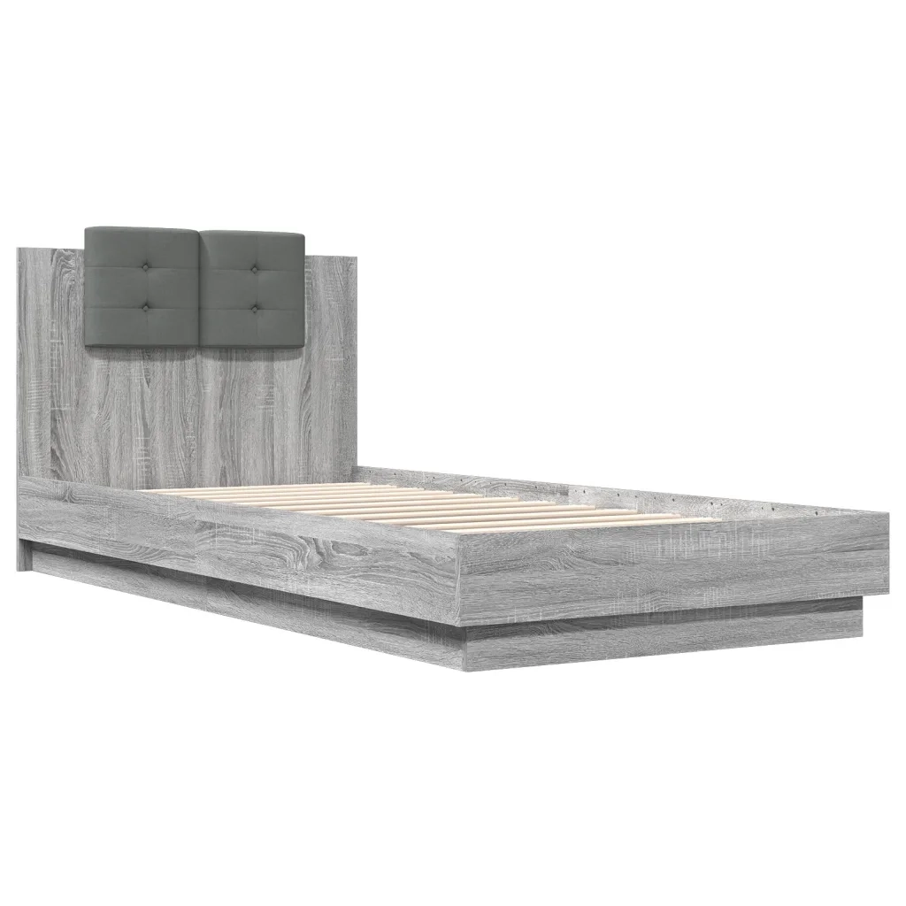 Giroletto con Testiera e LED-Struttura Letto con testiera Grigio Sonoma 100x200 cm 904668