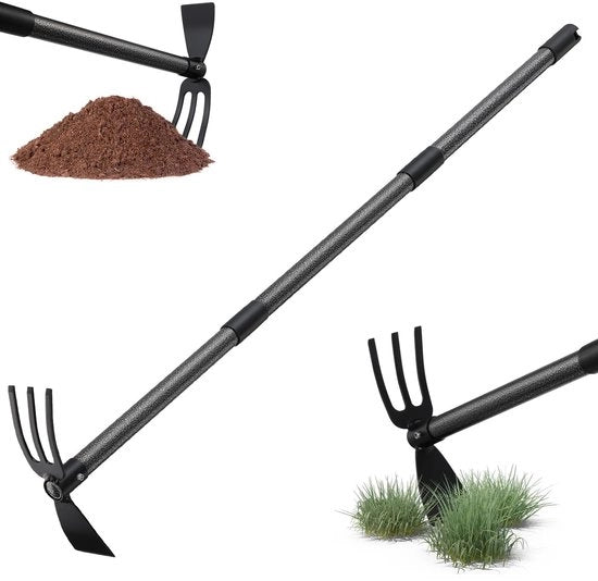 Hoeckatore con Manubrio - Aparato per Trasformare il Suolo con 3 Denti - 116 cm