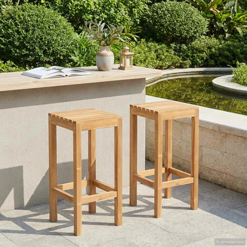 Sgabello da bar 2 pcs Marrone Legno di teak solido 42030009