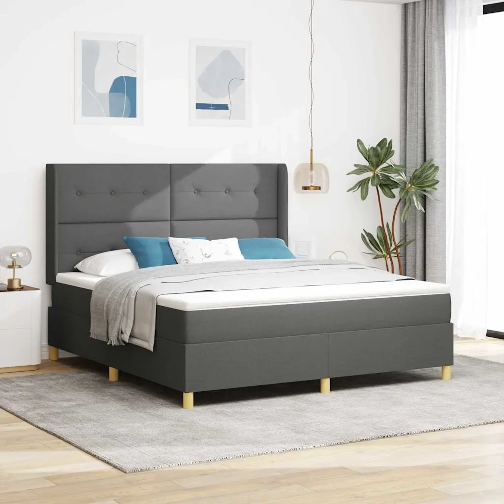 Letto a molle con materasso Grigio 140 x 200 cm Tessuto