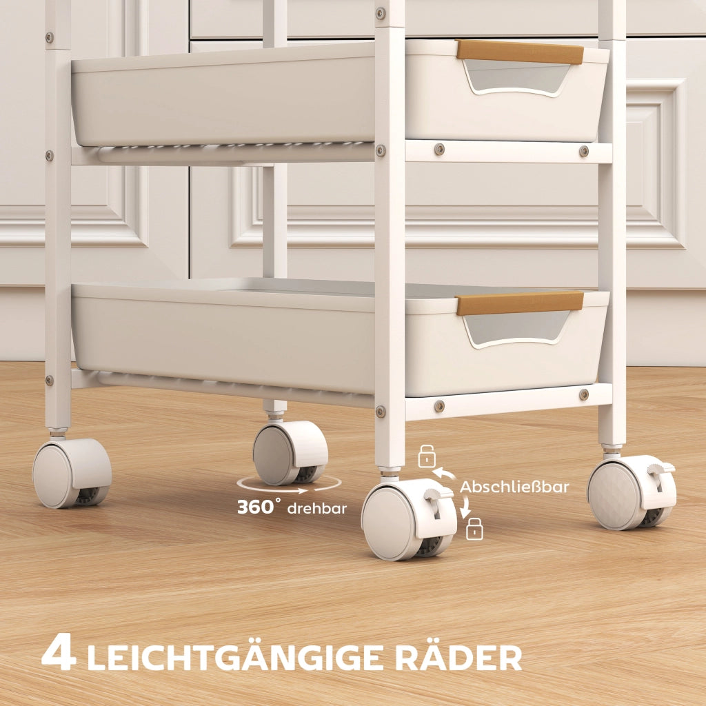 Carrello da cucina con 4 cassetti ¨C zephmum ¨C Bianco, effetto legno, 60x40x90 cm