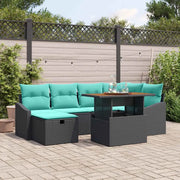 Set Divano da Giardino con cuscino 7 pcs Nero polyrattan 3360029
