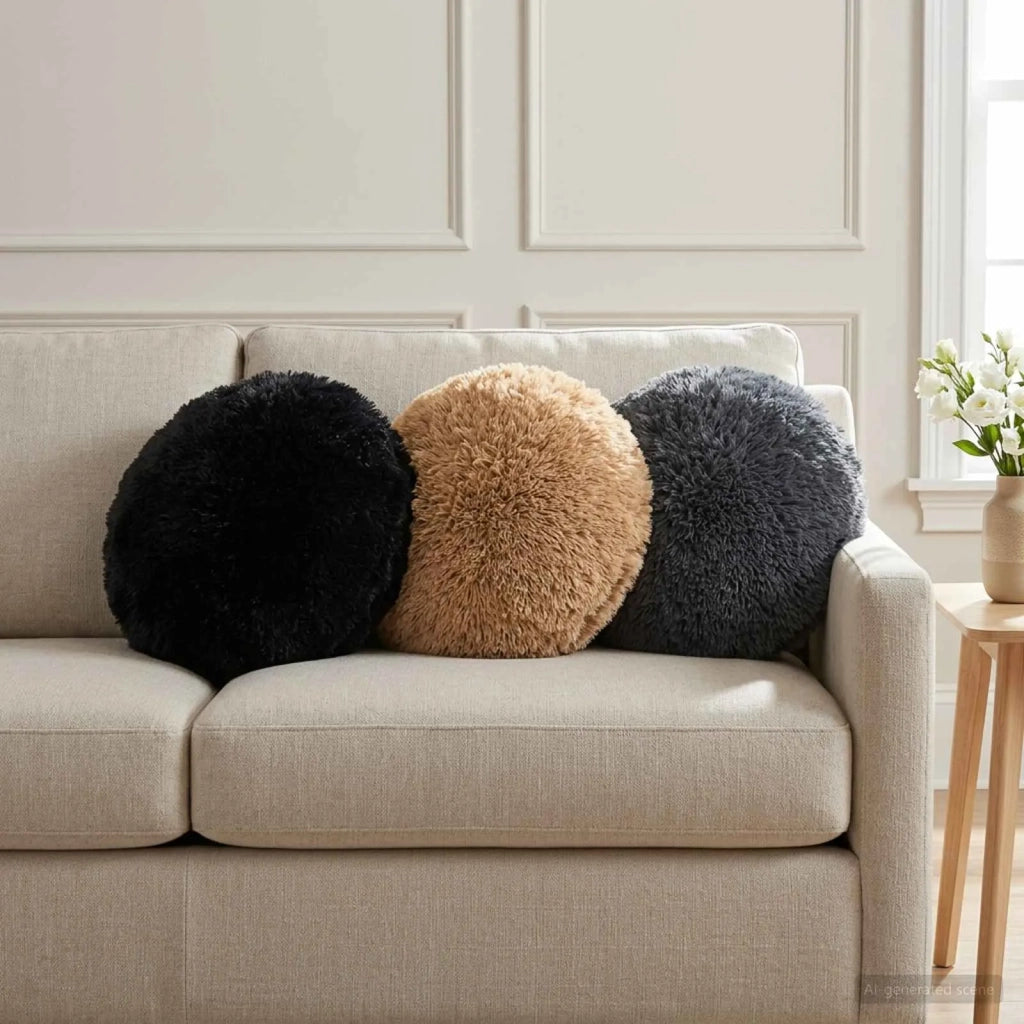 Cuscino con cuscino HEERLEN 2 pz Nero Fleece PV 929217