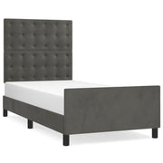 Letto singolo | Letto per adulti | Giroletto senza Materasso Grigio Scuro 80x200 cm Velluto