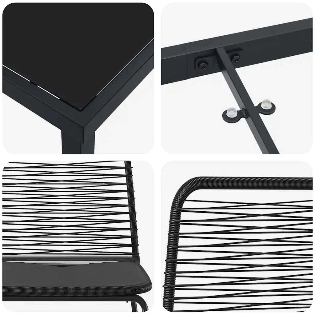Set da Pranzo per Giardino 5 pcs Nero 3379388