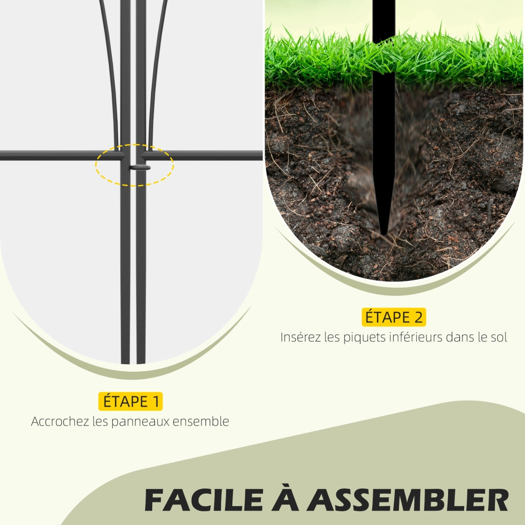 Recinzione Giardino ¨C Minimal ¨C 5 Pezzi 305x62 cm Nero Metallo