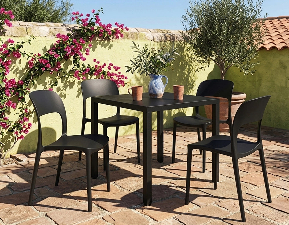 Tavolo da esterno 70×70 cm tavolo da giardino Nero Alan - TQ10-7.7AL