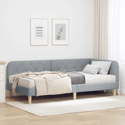 Cornice del letto ad angolo Grigio chiaro 90 x 190 cm Tessuto 3394109