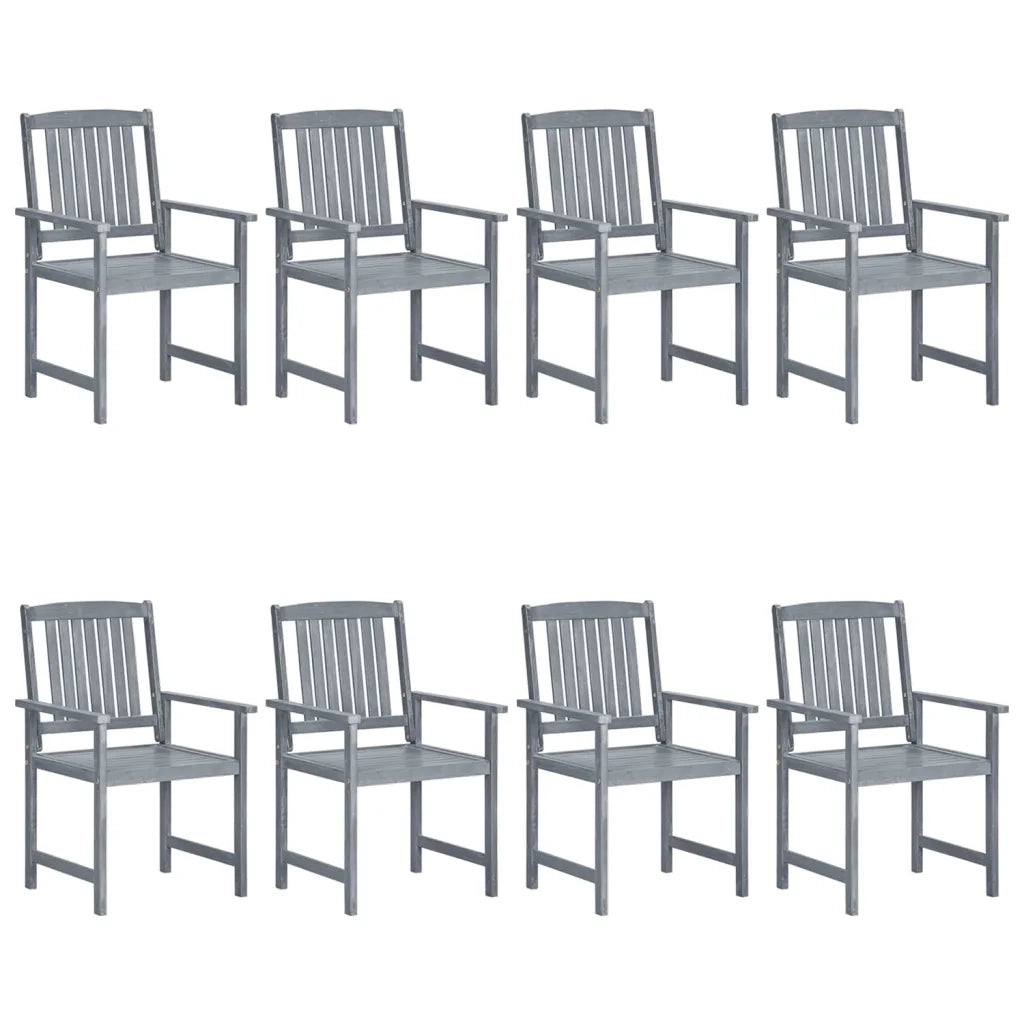Sedie da Giardino con Cuscini 8 pz in Massello di Acacia Grigie 3078224