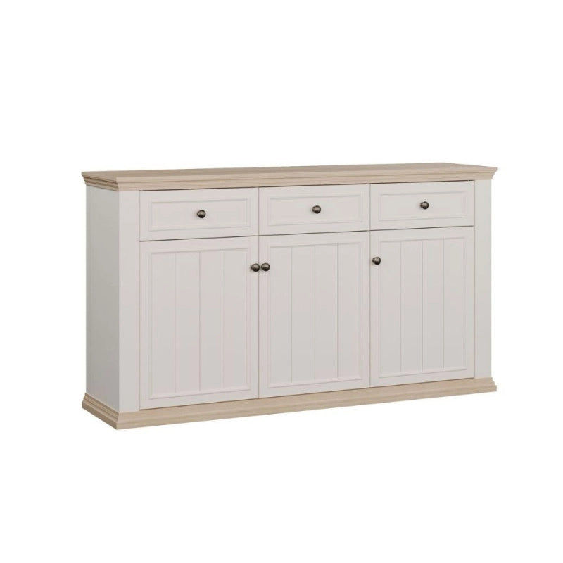Madia Essenza con 3 cassetti e 3 ante in stile classico colore bianco e rovere