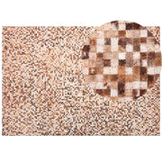 Tappeto tappetino Marrone Pelle Bovina 160 x 230 cm Patchwork Fatto a Mano Moderno Boho