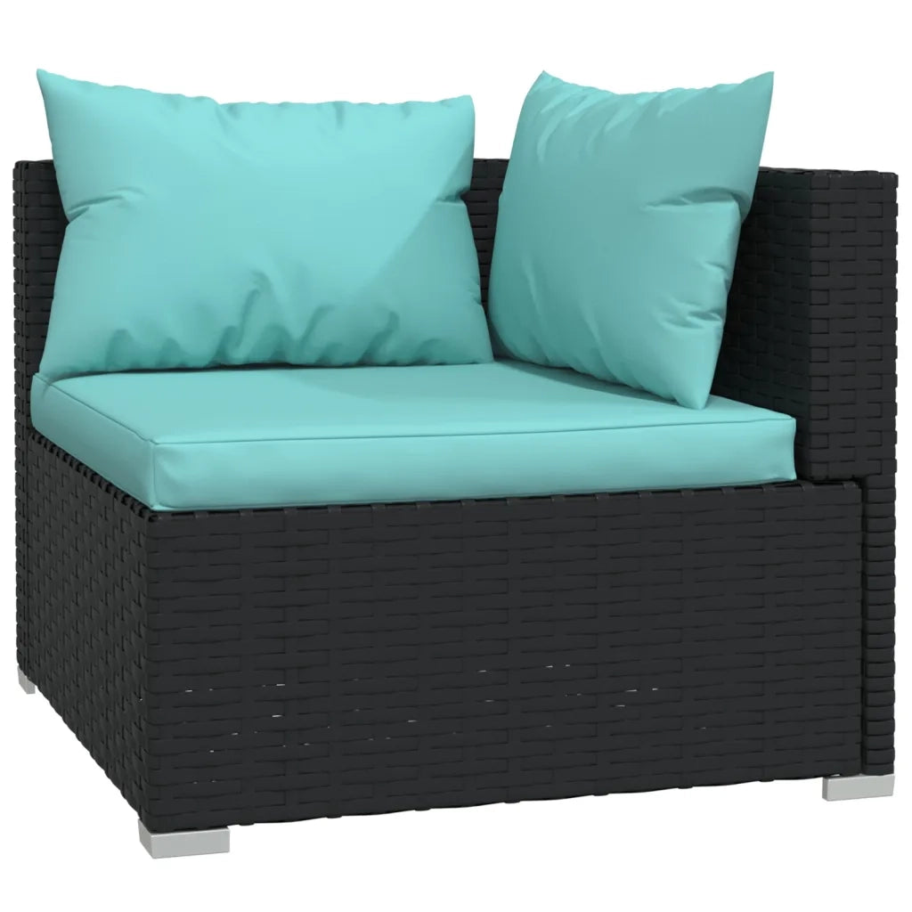 Set Divani da Giardino 12 pz con Cuscini in Polyrattan Nero 3102537