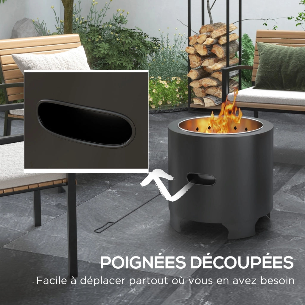 Braciere da giardino rotondo ¨C Xylo ¨C metallo nero diametro 45 cm