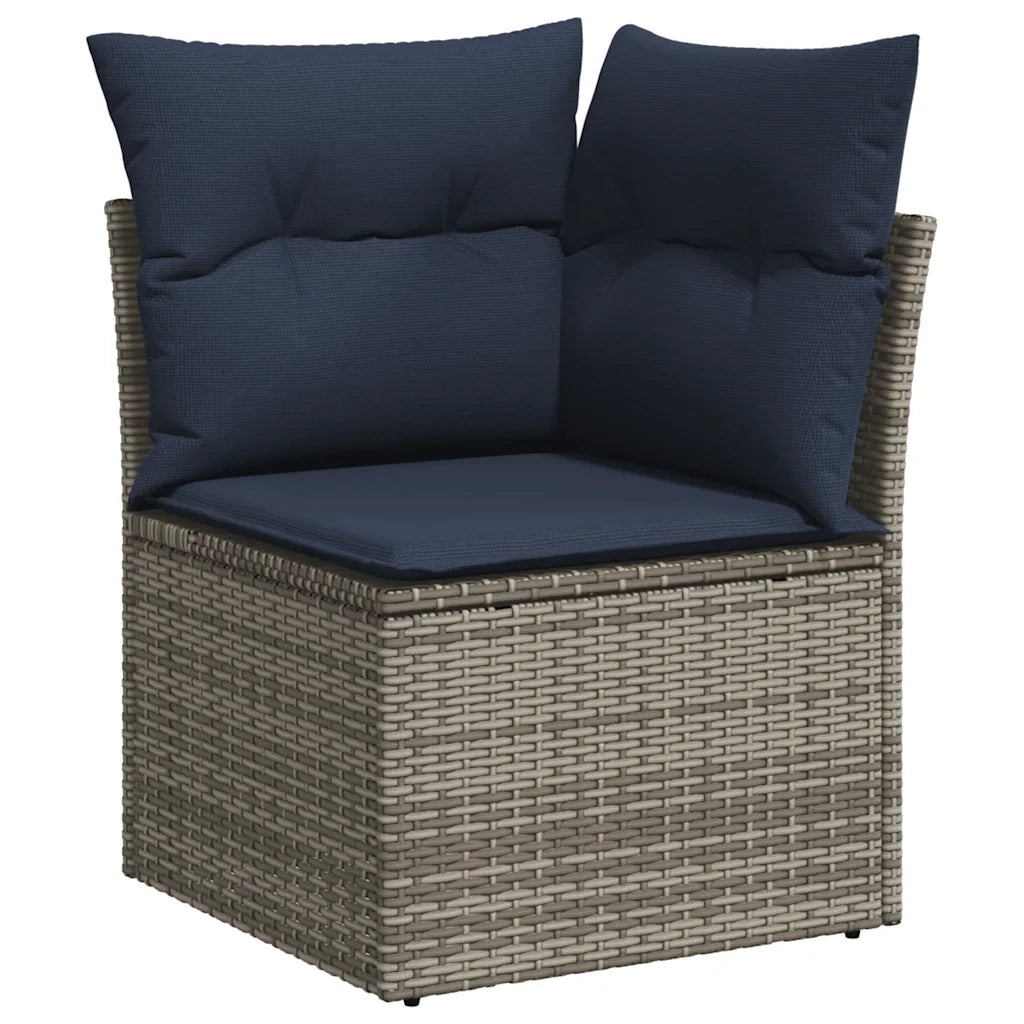 Set Divani da Giardino 7 pz con Cuscini Grigio in Polyrattan 3255991
