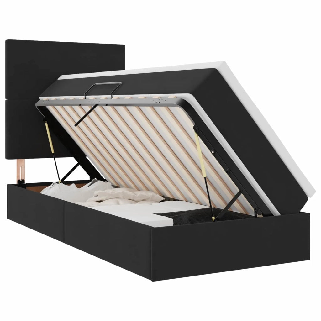 Letto con contenitore e LED con led Nero 90 x 190 cm Velluto 3372575