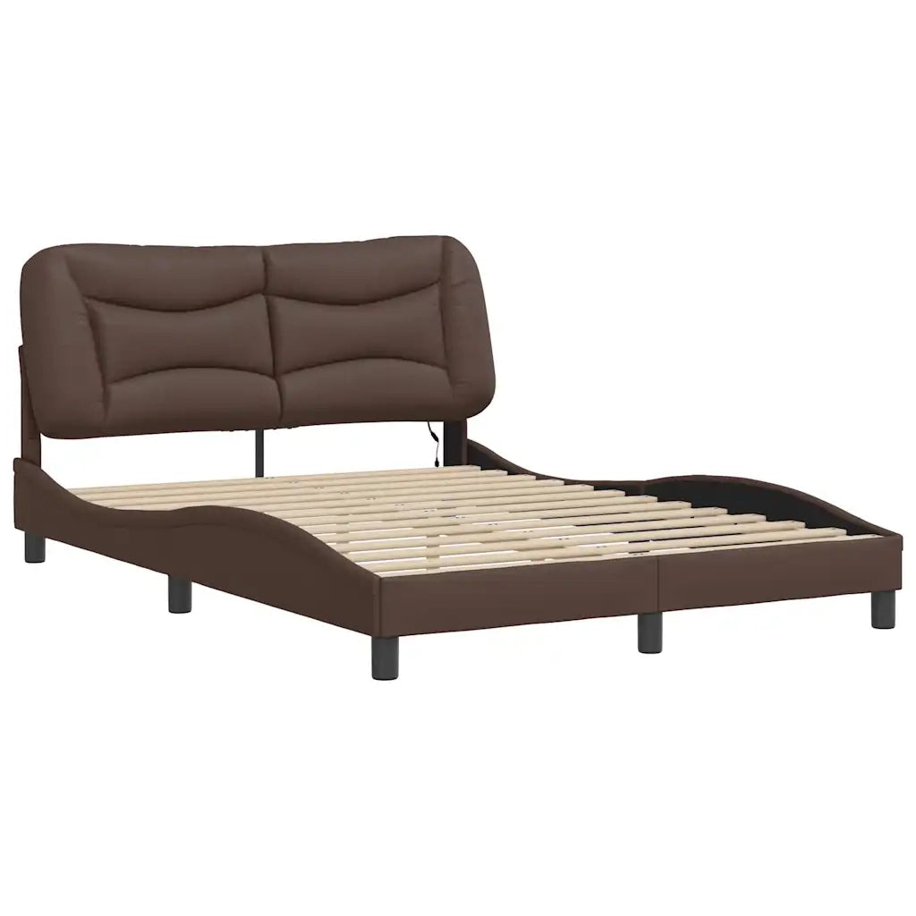 Giroletto con LED senza Materasso-Struttura Letto Hvar Marrone 140x190 cm