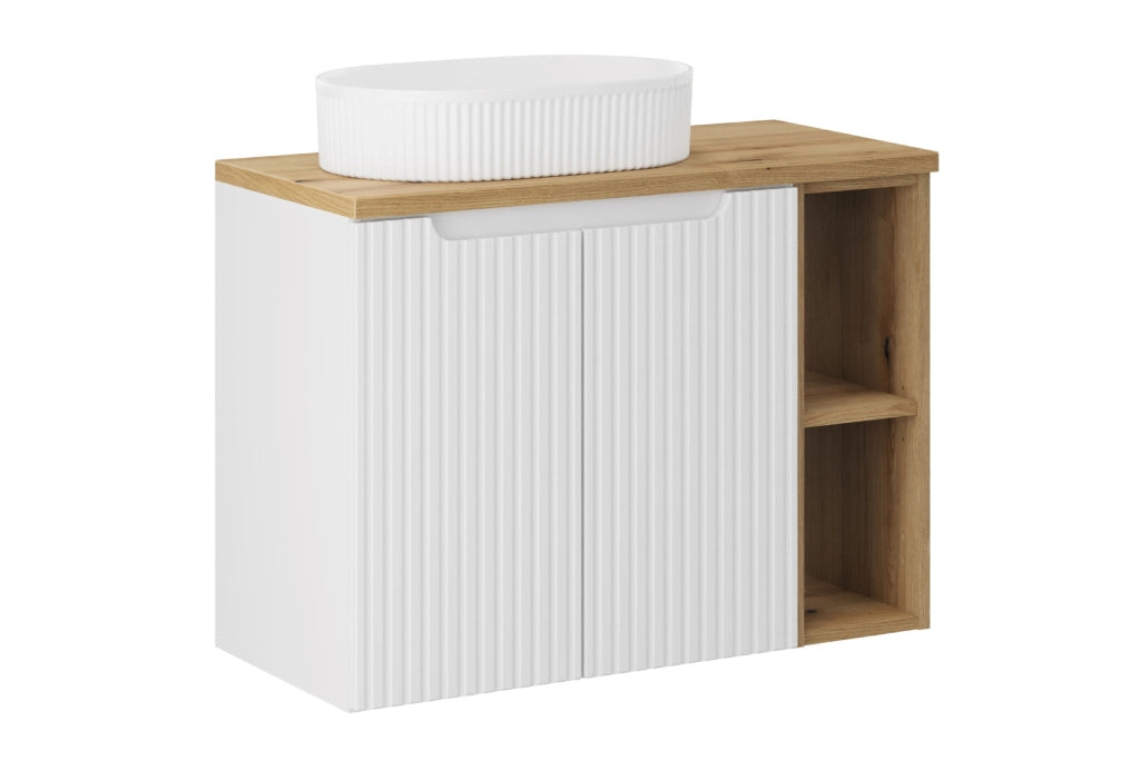 Set mobili bagno 80 cm con piano e lavabo da appoggio Beyond Nova White 80 cm
