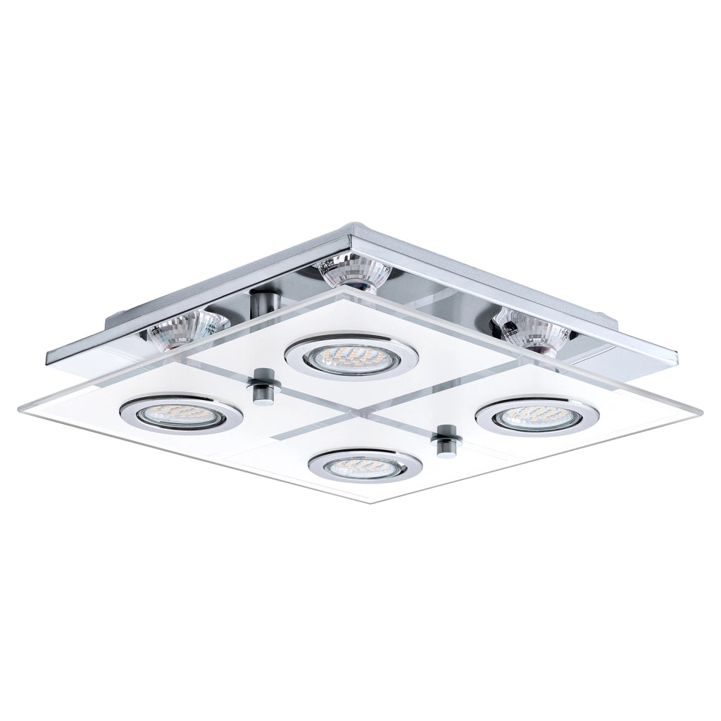 Plafoniera Moderna Cabo Acciaio Cromo 4 Luci Gu10 2,8W