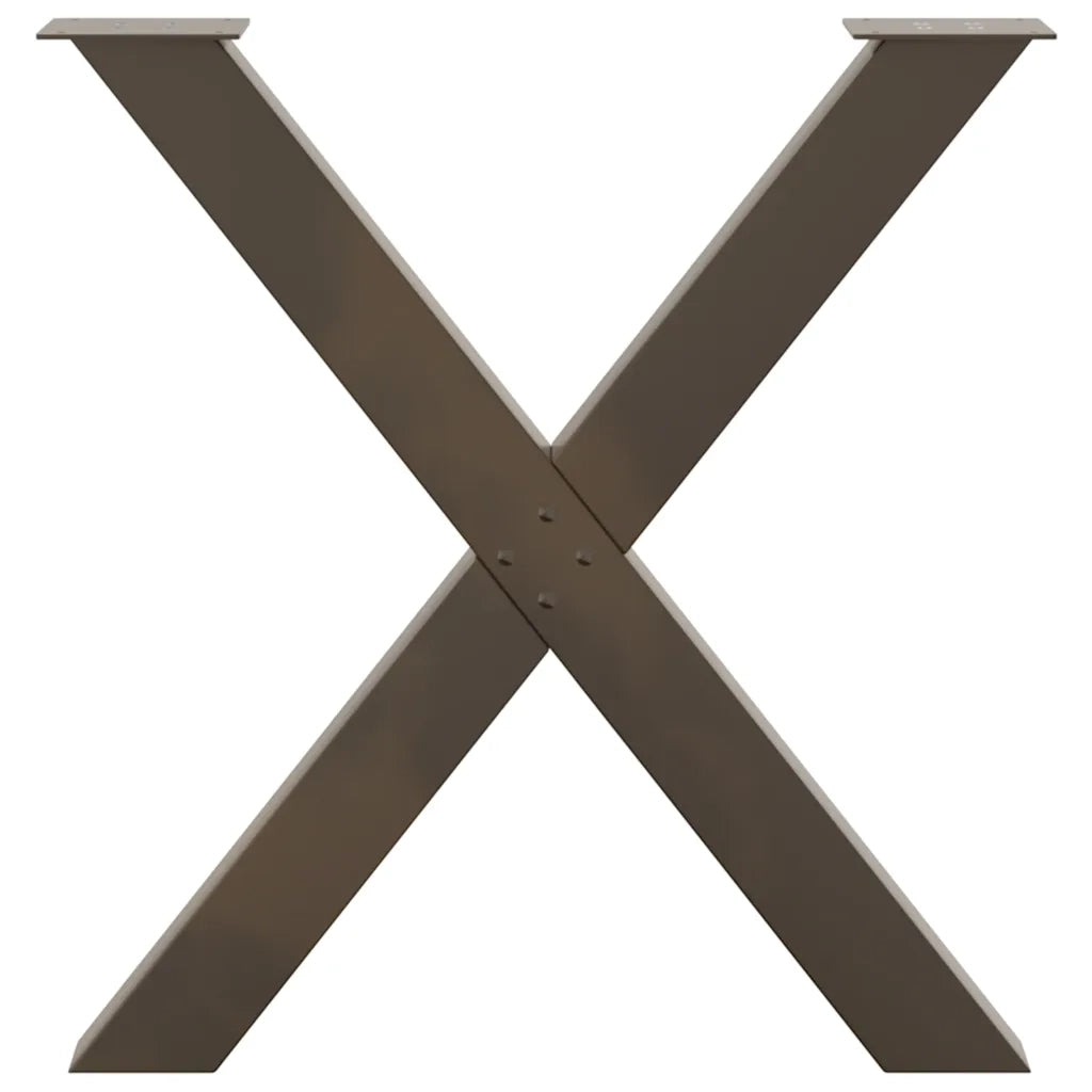 Gambe per tavolo da pranzo a forma di X 2 pz | Piede del tavolo in acciaio naturale 80x(72-73) cm