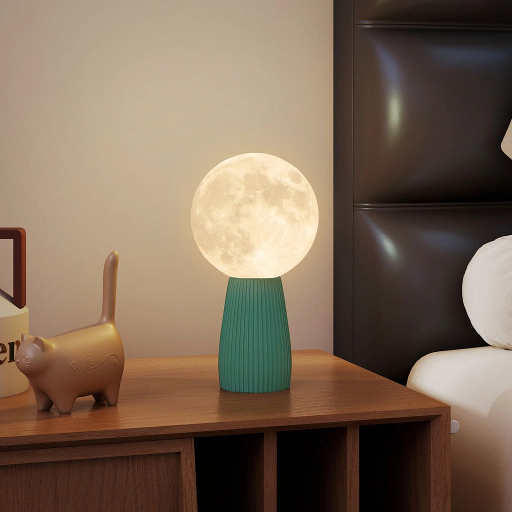 Lampada da Tavolo Luna 3D ¨C Xylo ¨C 3 Colori 10 Luminosit¨¤ ABS ?15x28cm Bianco Verde