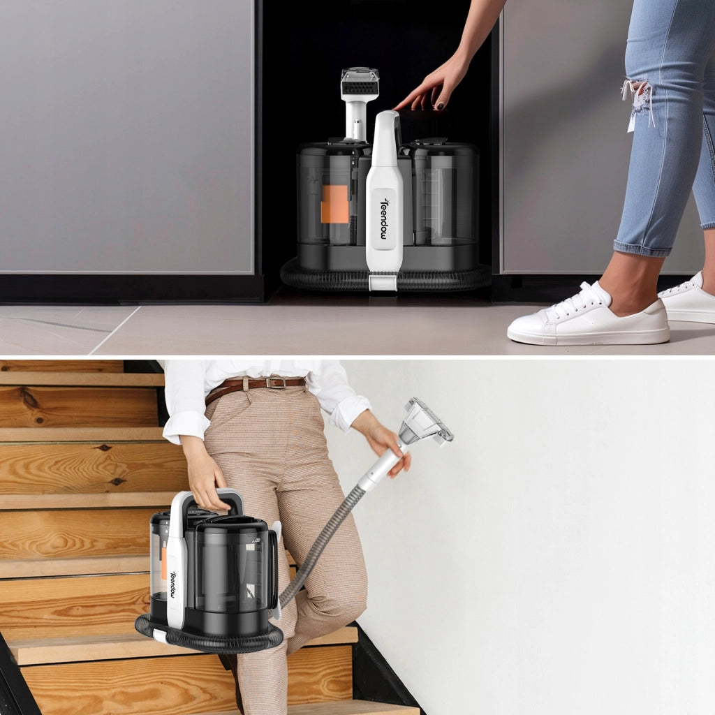 Aspiratore Lavamoquette 13 kPa 450 W con Doppio Serbatoio, Tubo 120 cm e Sistema Autopulente