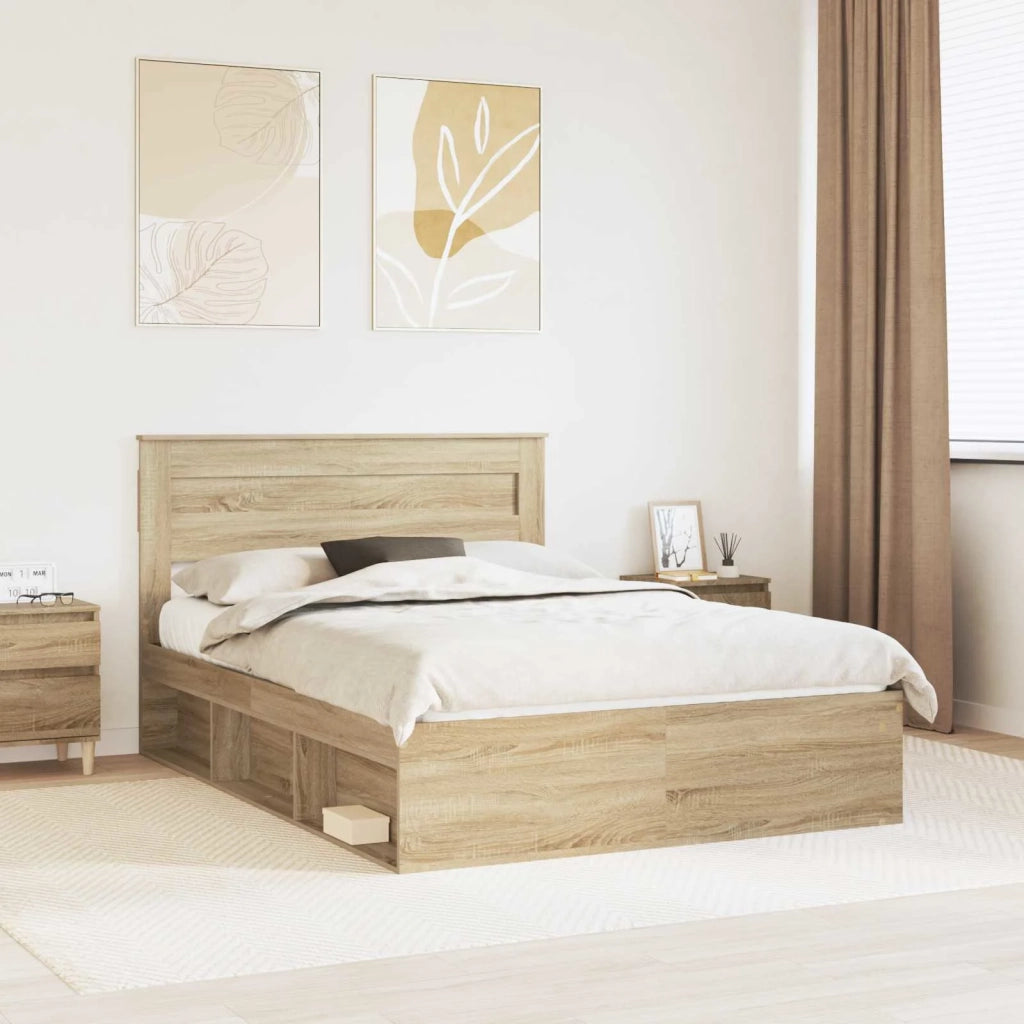 Struttura del letto-Giroletto Rovere Sonoma 150 x 200 cm Pino massello 945321