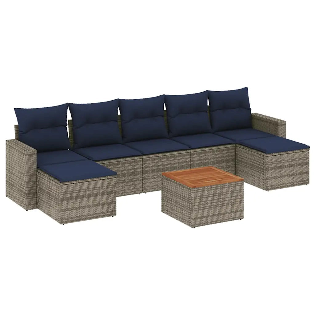 Set Divani da Giardino 8 pz con Cuscini Grigio in Polyrattan 3256586