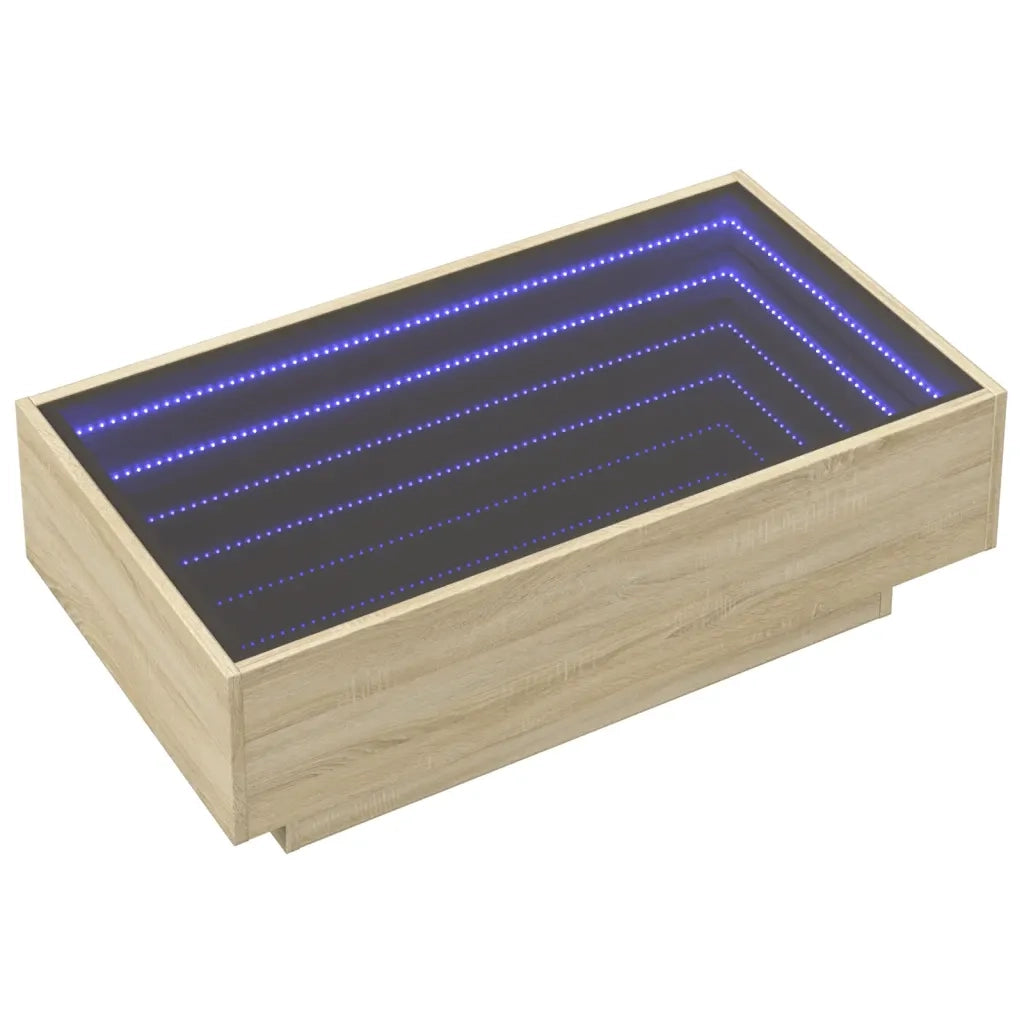 Tavolino Salotto con LED Rovere Sonoma 90x50x30 cm Multistrato 847520