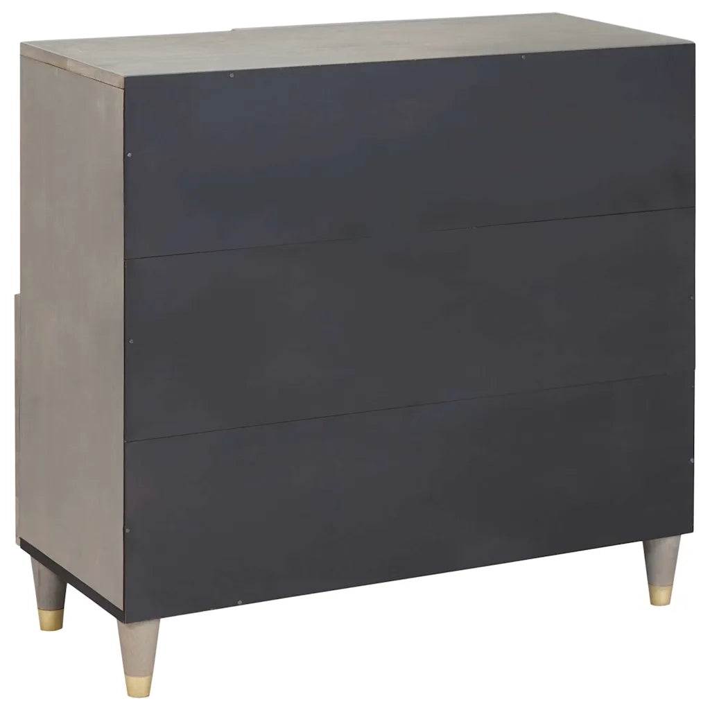 Credenza-Buffet-Armadio da cucina Grigio e Oro 80 x 33 x 75 cm Legno di mango massello