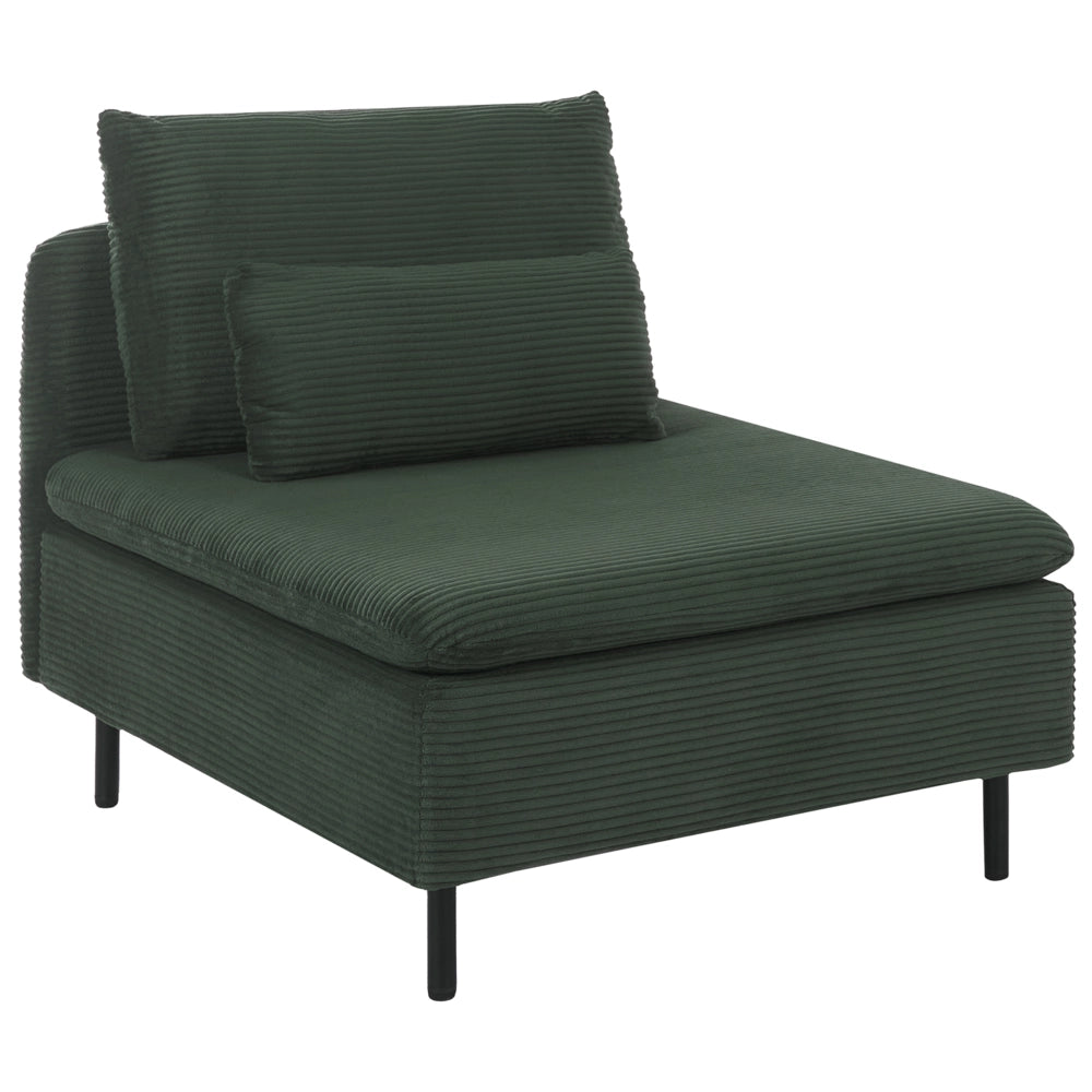 Modulo divano monoposto moderno senza braccioli in velluto a coste verde