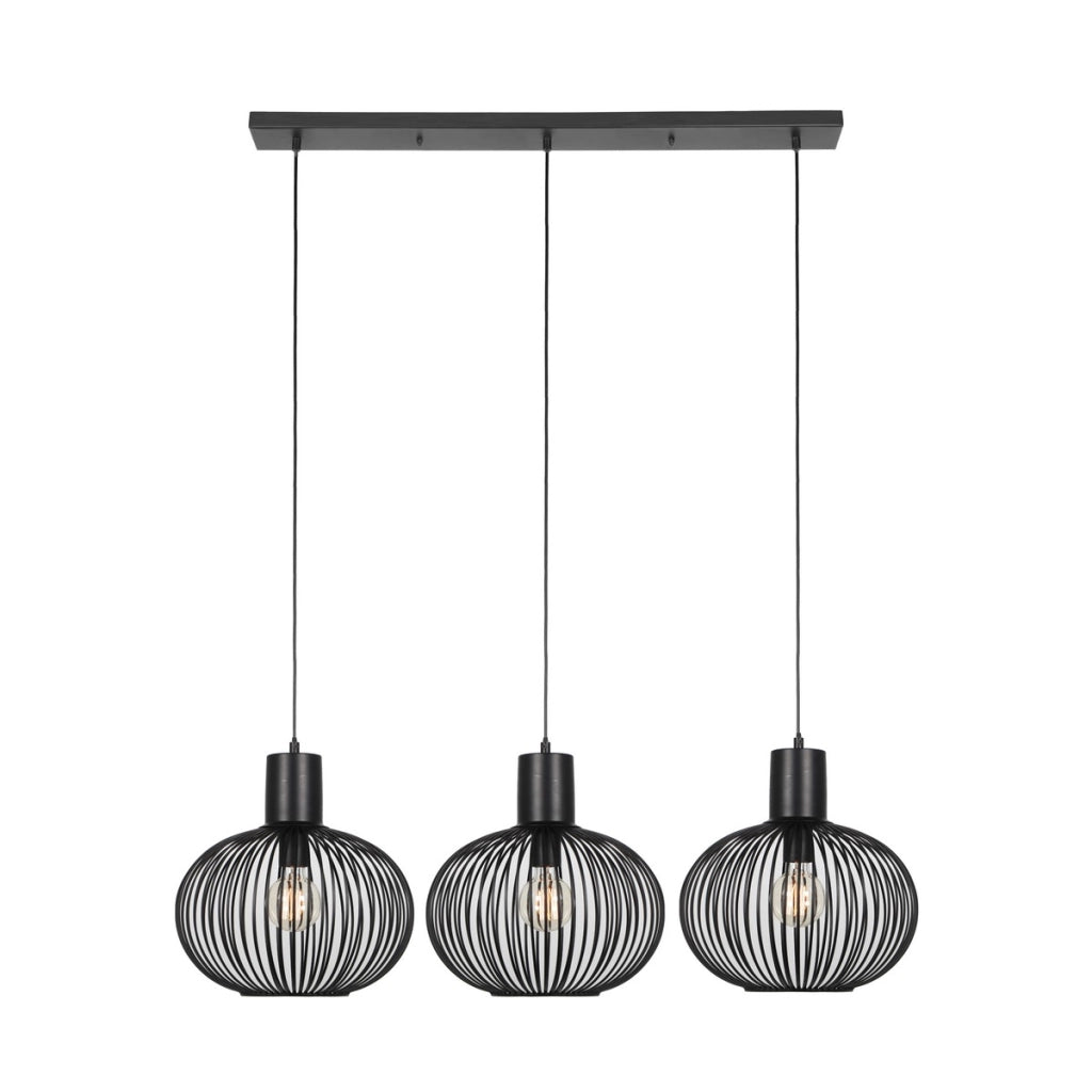Lampada a sospensione loft nera metallo Gila Trio 3xE27
