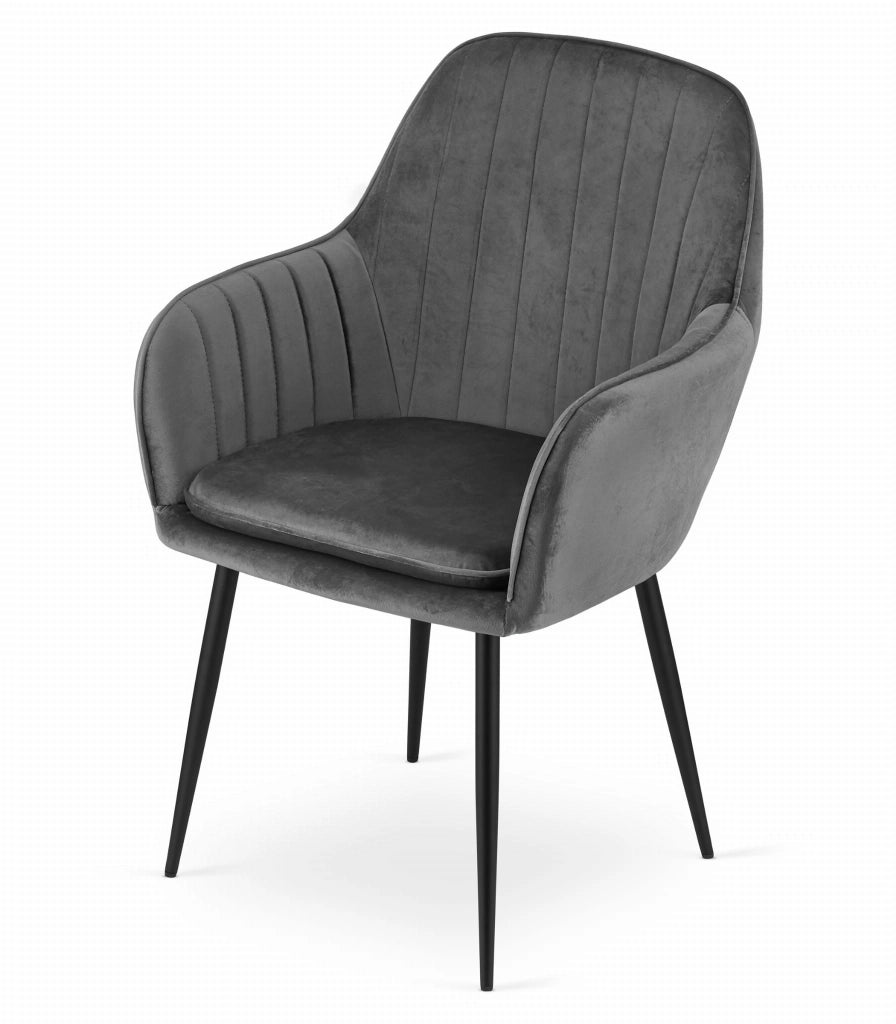 Sedia VALORA LUGO - Velluto grigio scuro con gambe nere x2