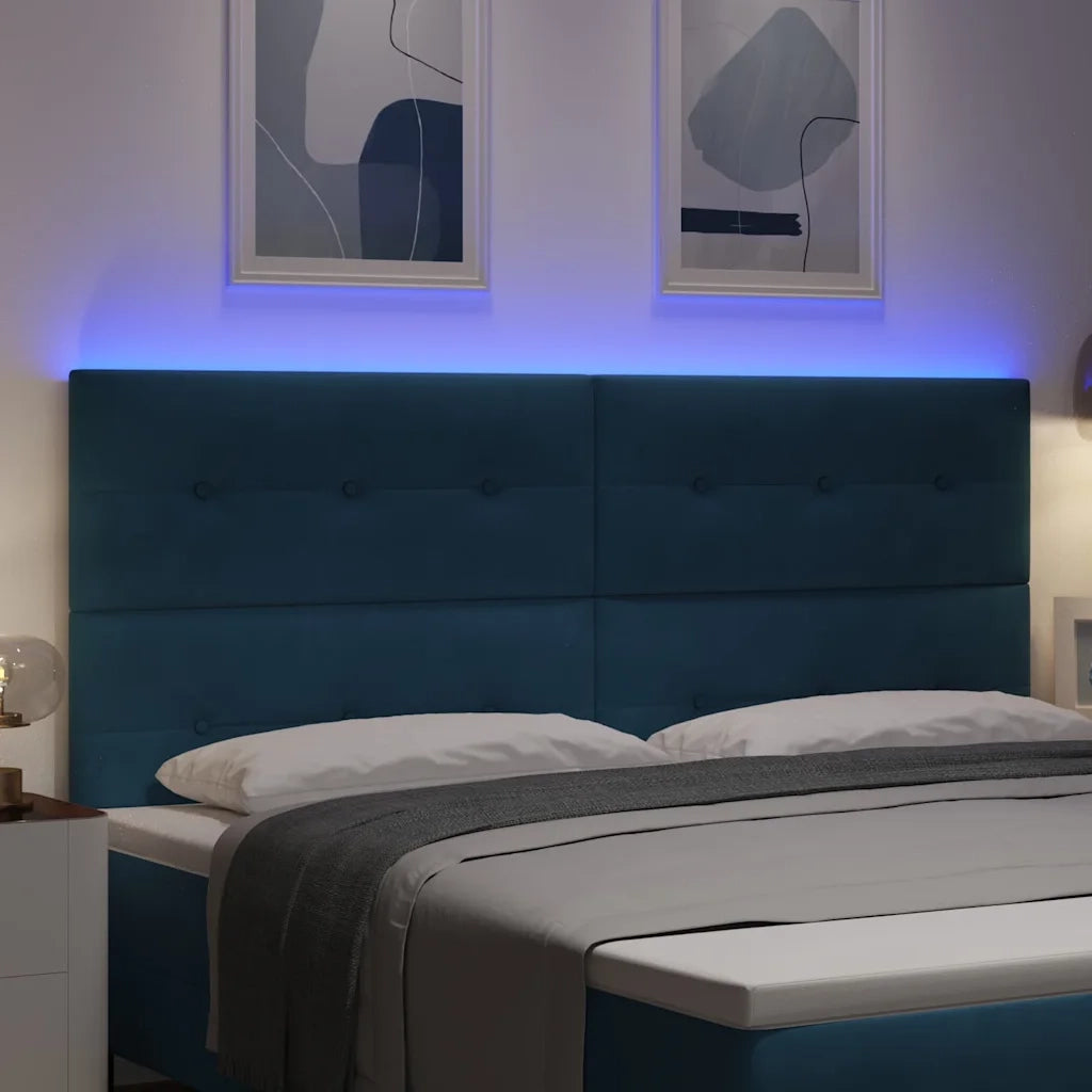 Testiera | Testata LED con strisce LED Blu 200 cm Velluto