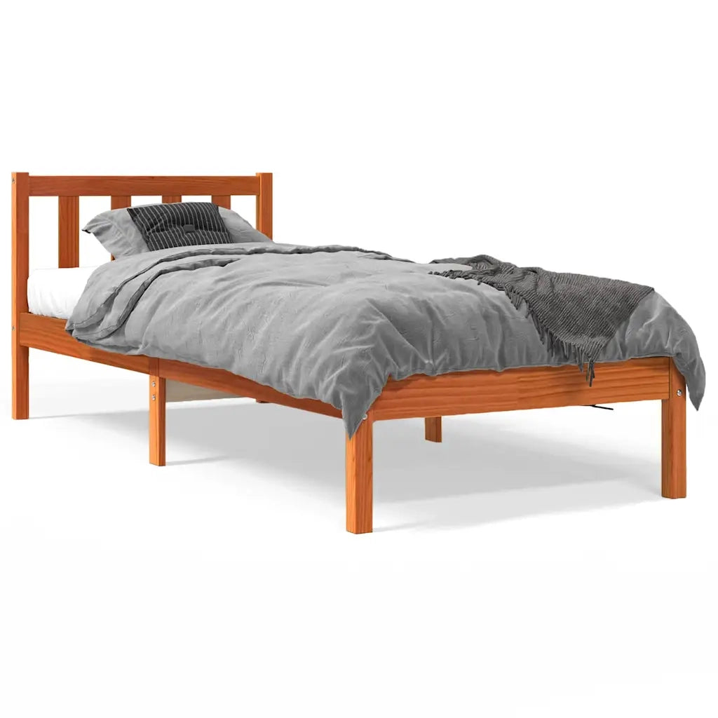 Giroletto senza Materasso-Struttura Letto Marrone Cera 100x200 cm Legno di Pino 448852