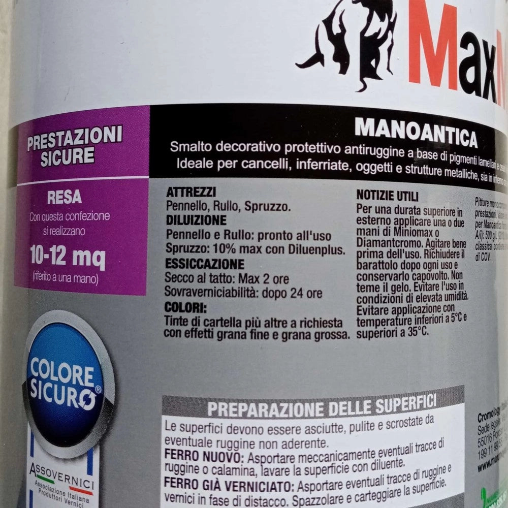 Manoantica classico 750ml smalto ferro micaceo antiruggine in varie colorazioni, colori manoantica blu titanio