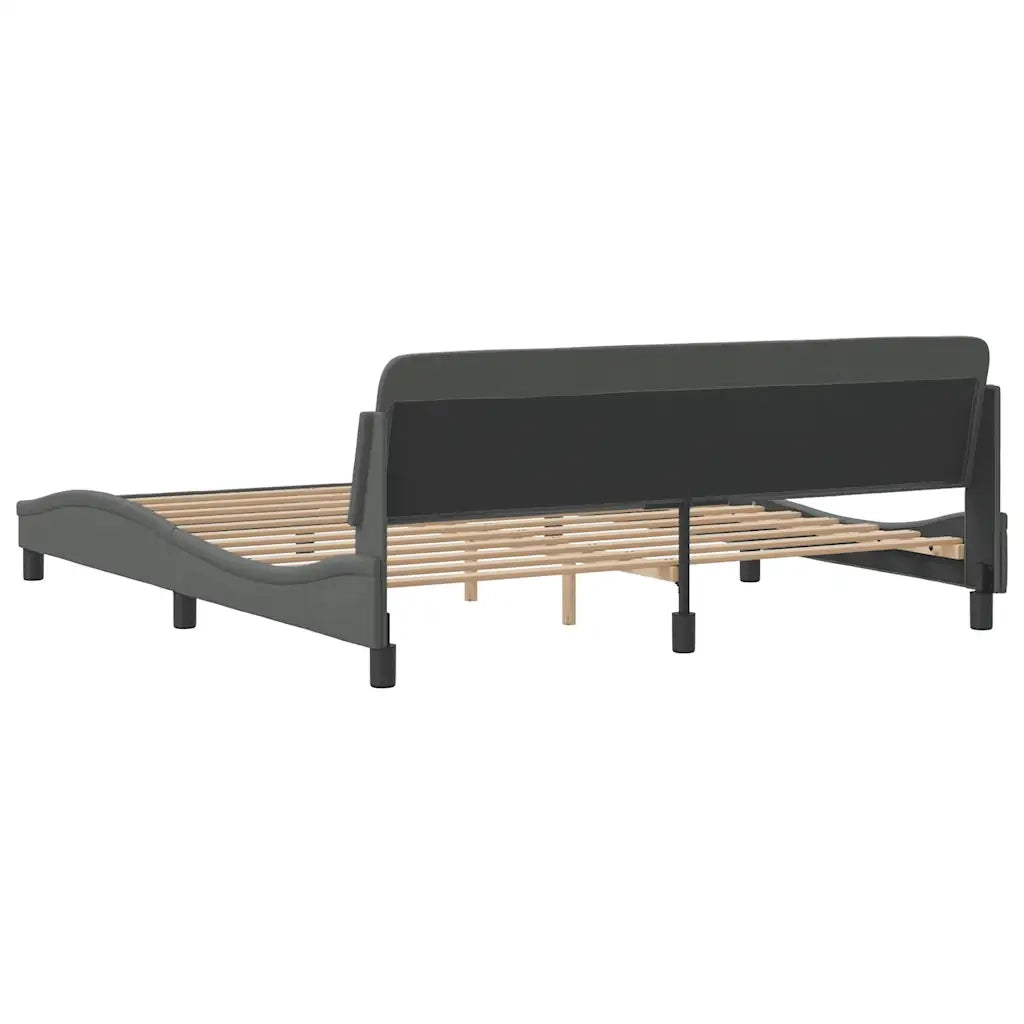 Letto matrimoniale | Letto per adulti | Giroletto Dover Grigio Scuro 180x200 cm Tessuto