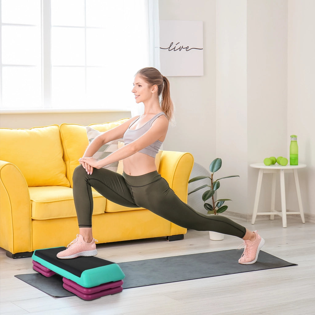 Step Fitness Regolabile ¨C Xylo ¨C 3 Livelli Altezza 10/15/20cm Antiscivolo Nero Verde Viola